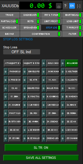 Вкладка STOP LOS советника TradeAiBotPRO — настройки стоп-лосса